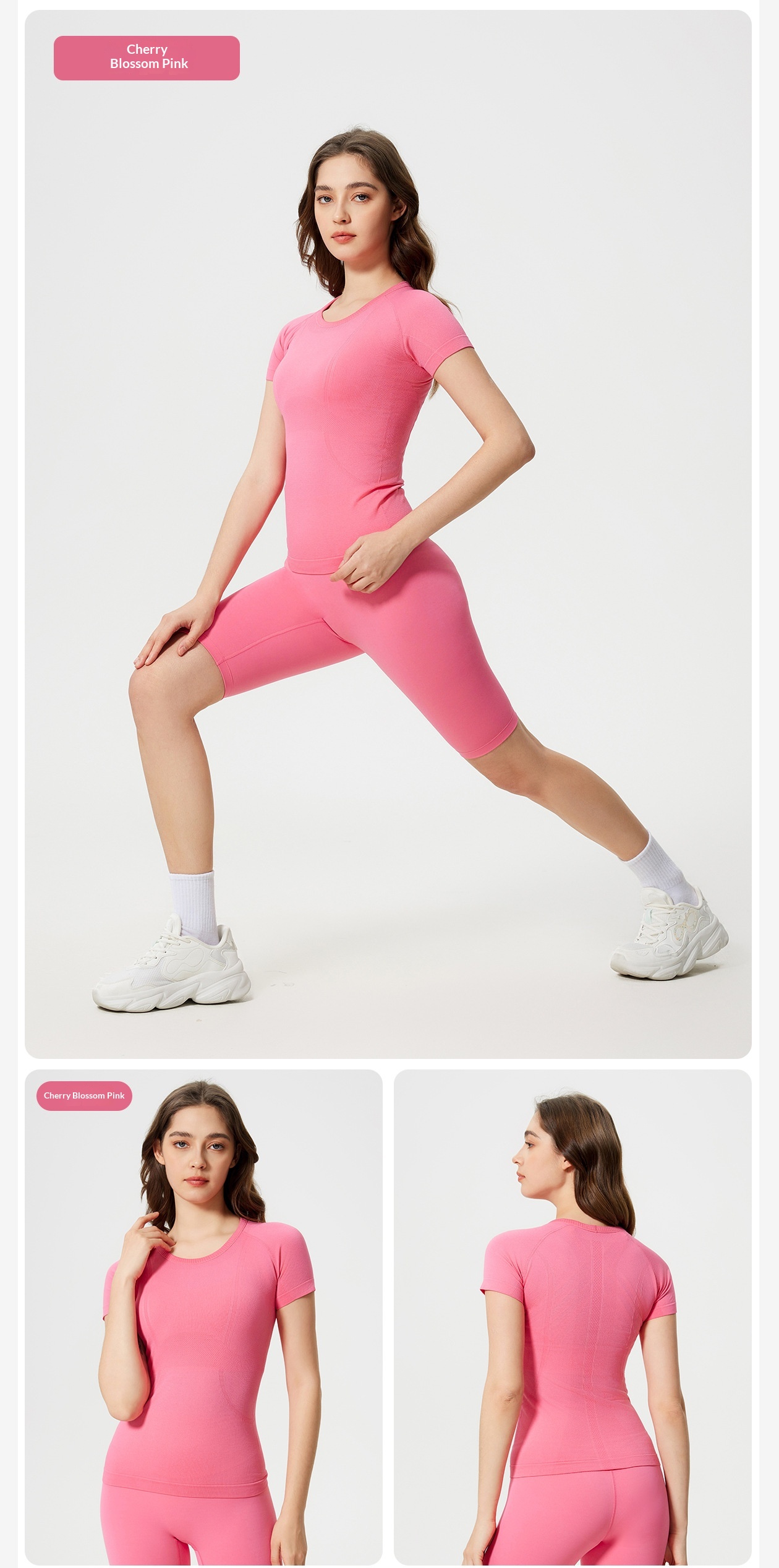 ChicShe Spring Summer New Women's Round Neck Sports T-Shirt Running Fitness Top Slim Fit Breathable Yoga Short Sleeve S2067_voghion.com