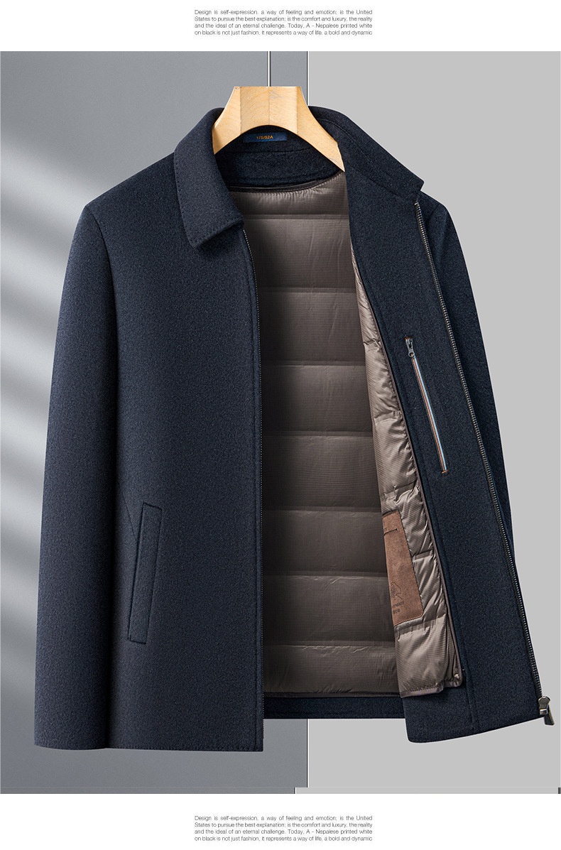 boy Boy Boy Double-Sided Wool For Men, Autumn And Winter Woolen Coat With Detachable Down Liner, Dad's Outfit, Middle-Aged Casual_voghion.com