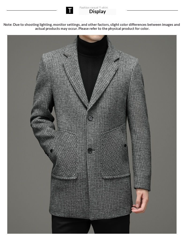 boy Boy Boy Autumn Winter Thickened Wool For Men, Dad's Warm Suit Collar Jacket, Fashionable Trendy Mid-Length Trench Coat_voghion.com