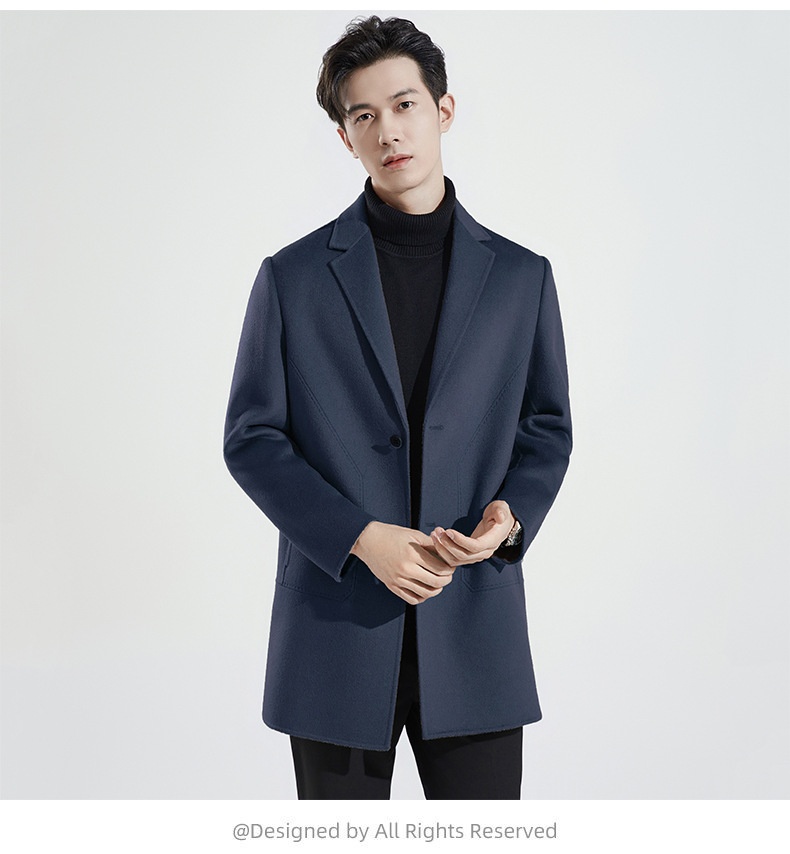 Manteau en laine double face 100 % pure pour homme, style business décontracté, manches longues, coupe mi-longue._voghion.com