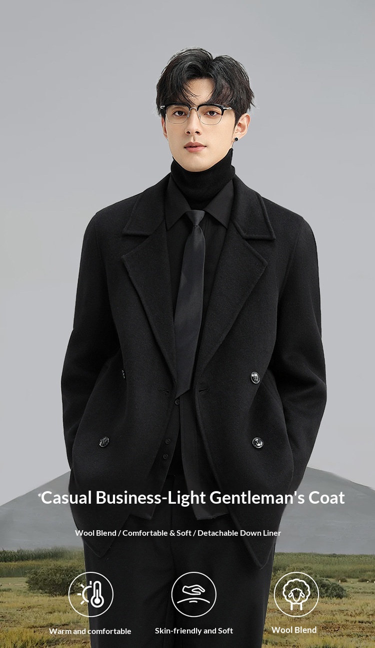boy Boy Boy 2025 Autumn Winter Double-Sided Wool Men's Jacket New High-End Casual Short Coat Double-Breasted Down Liner_voghion.com