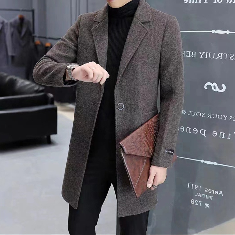 boy Boy Boy Clearance Trench Autumn Winter Overcoat Mid-Length Youth Men's Woolen Coat_voghion.com