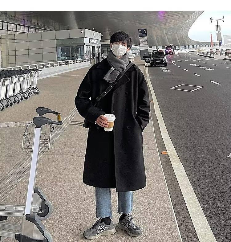 boy Boy Boy Cleanfit Dark Gray Wool For Men Winter High-End Feel Mid-Length Trench Coat Double-Breasted Woolen Jacket_voghion.com