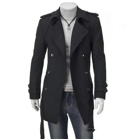 boy Boy Boy Foreign Trade New Autumn Winter Men's Korean Style Fashionable Trench With Epaulet Mid-Length Double-Breasted Wool Coat_voghion.com