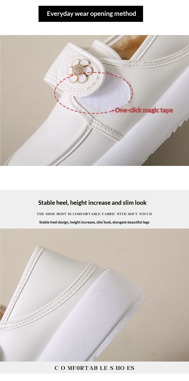 ShoeGlobe Nurse Damenschuhe, Herbst, weich, bequem, langlebig, vielseitig, dicke Sohle, Klettverschluss, leichte Arbeitsschuhe, weiß_voghion.com