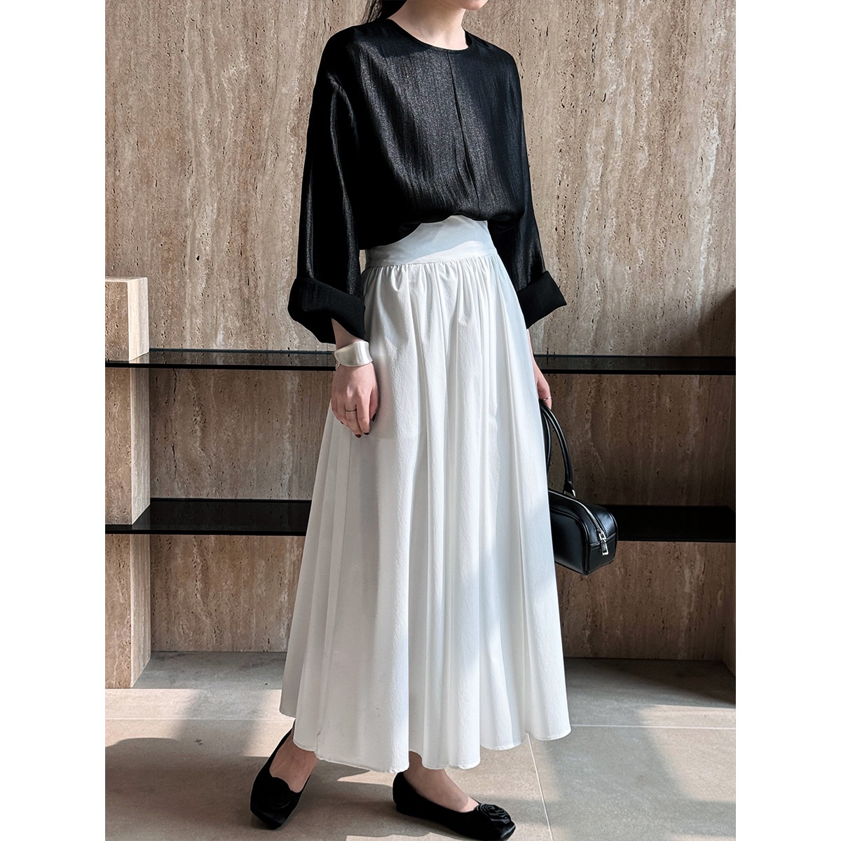 ChicShe Luxi 2025 Autumn New French Style High-End Pink Half Large Hem A-Line Pleated Skirt 73212_voghion.com