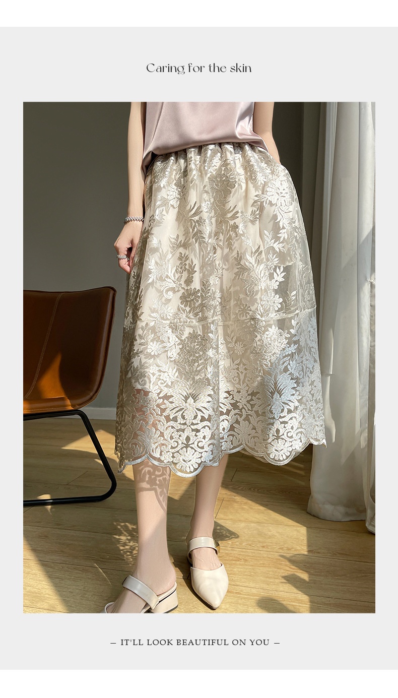 ChicShe Heavy Embroidery National Style A-Line For Women High Waist European Goods High-End French Elegant Covering Hips Lace_voghion.com