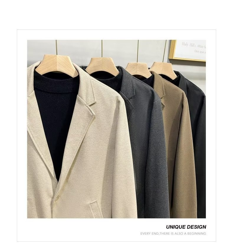 Herren-Herbst-Winter-Dicker Wollmantel, lässiger High-End-Anzug, Blazer, koreanischer Stil_voghion.com
