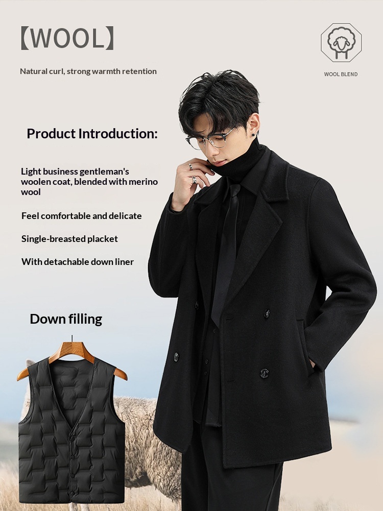 boy Boy Boy 2025 Autumn Winter Double-Sided Wool Men's Jacket New High-End Casual Short Coat Double-Breasted Down Liner_voghion.com