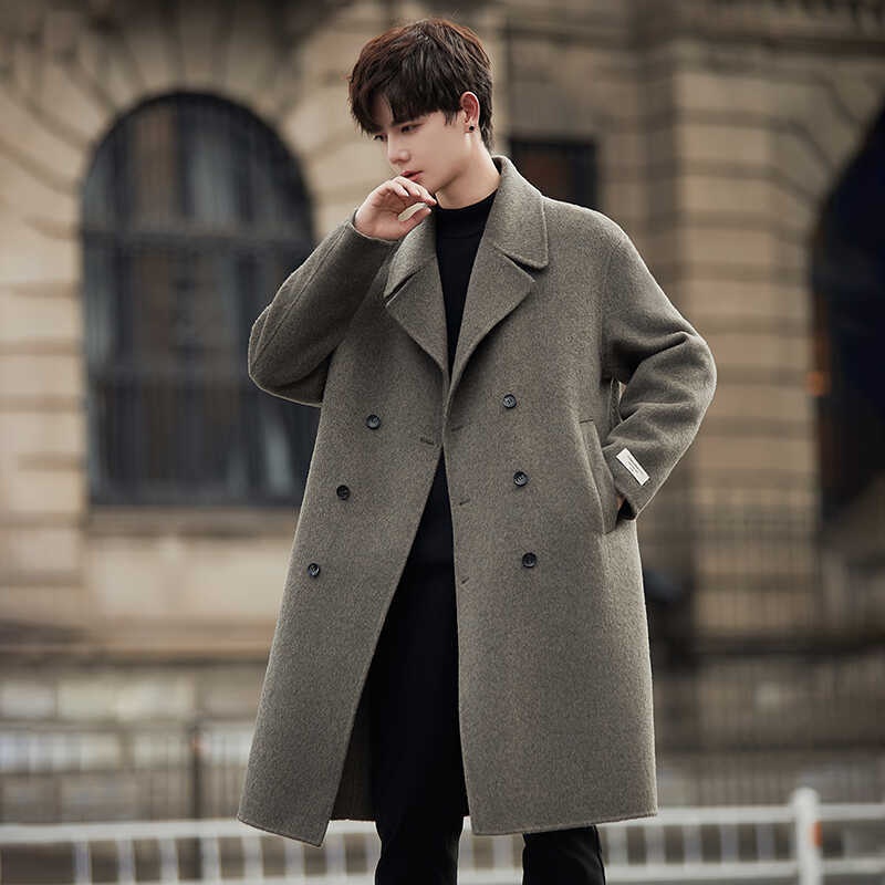 boy Boy Boy 2025 Autumn Winter New Men Mid-Length Over-the-Knee Sheep Wool Woolen Trench Coat Korean Style Trendy_voghion.com
