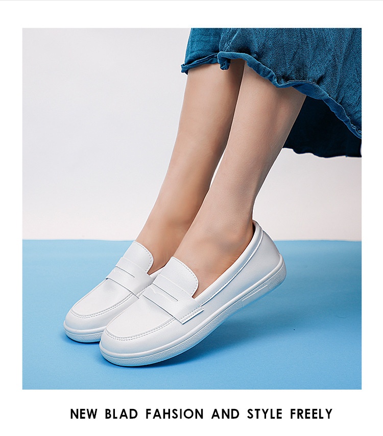 ShoeGlobe Flache Pflegeschuhe für Damen, bequeme, lässige Sommerschuhe mit weicher Sohle, weiß, rutschfest und atmungsaktiv, medizinische Arbeitsschuhe_voghion.com