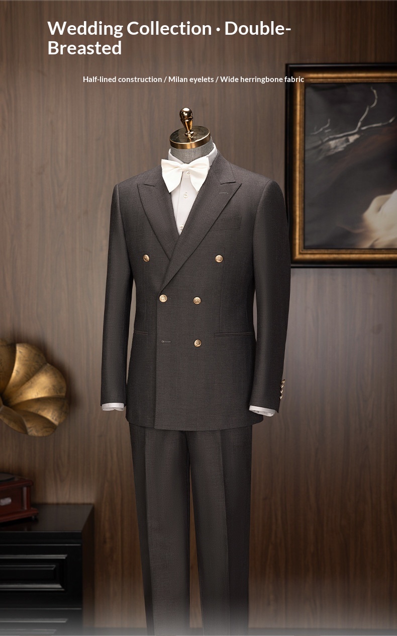 BOY BOY Double-Breasted Men's Performance Host Groom Wedding Tailored Suit Vest Three-Piece Set_voghion.com