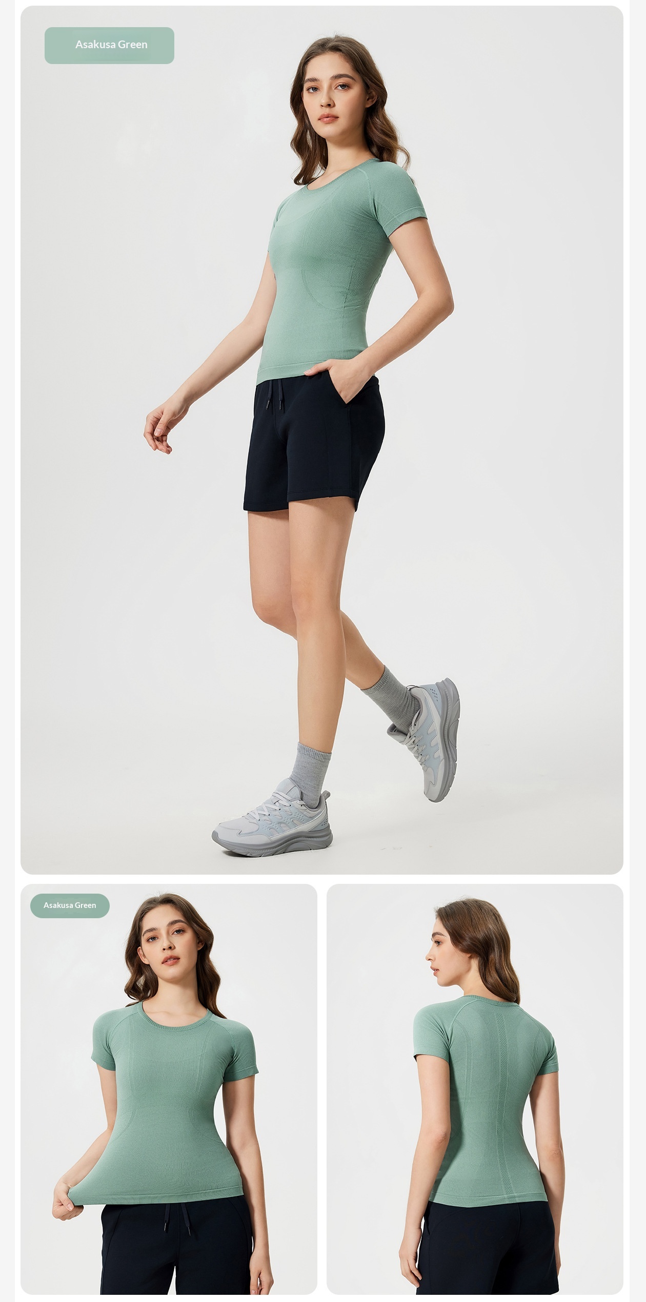 ChicShe Spring Summer New Women's Round Neck Sports T-Shirt Running Fitness Top Slim Fit Breathable Yoga Short Sleeve S2067_voghion.com