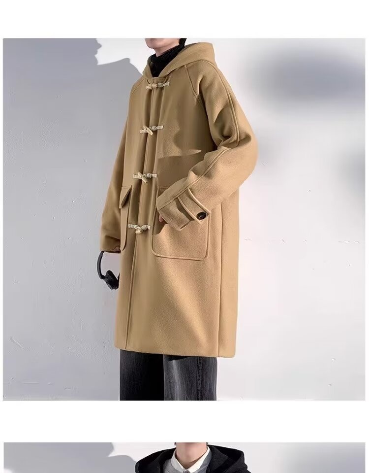 boy Boy Boy 2025 Winter Men's Horn Button Thickened Lamb Wool Mid-Length Hooded Trench Plus Size Casual Woolen Coat Jacket_voghion.com