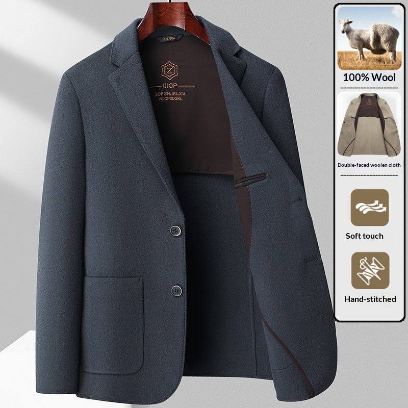 boy Boy Boy High-End 100% Pure Wool Double-Sided Woolen Men's Autumn And Winter New Suit Business Casual Solid Color Jacket_voghion.com