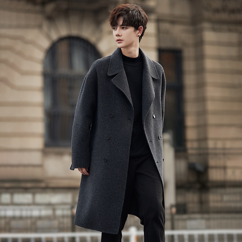 boy Boy Boy 2025 Autumn Winter New Men Mid-Length Over-the-Knee Sheep Wool Woolen Trench Coat Korean Style Trendy_voghion.com