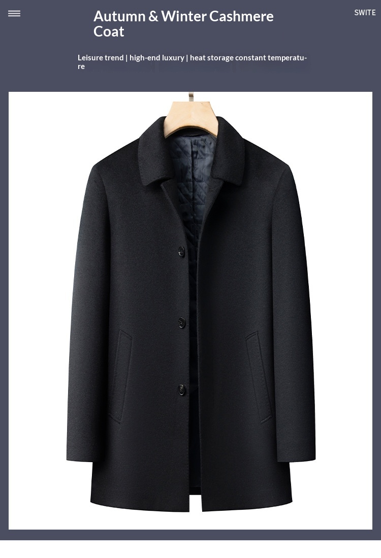 boy Boy Boy Wool And Goose Down Coat With Cashmere Men, Turn-Down Collar, Winter New Mid-Length Business Thickened Woolen Jacket For_voghion.com