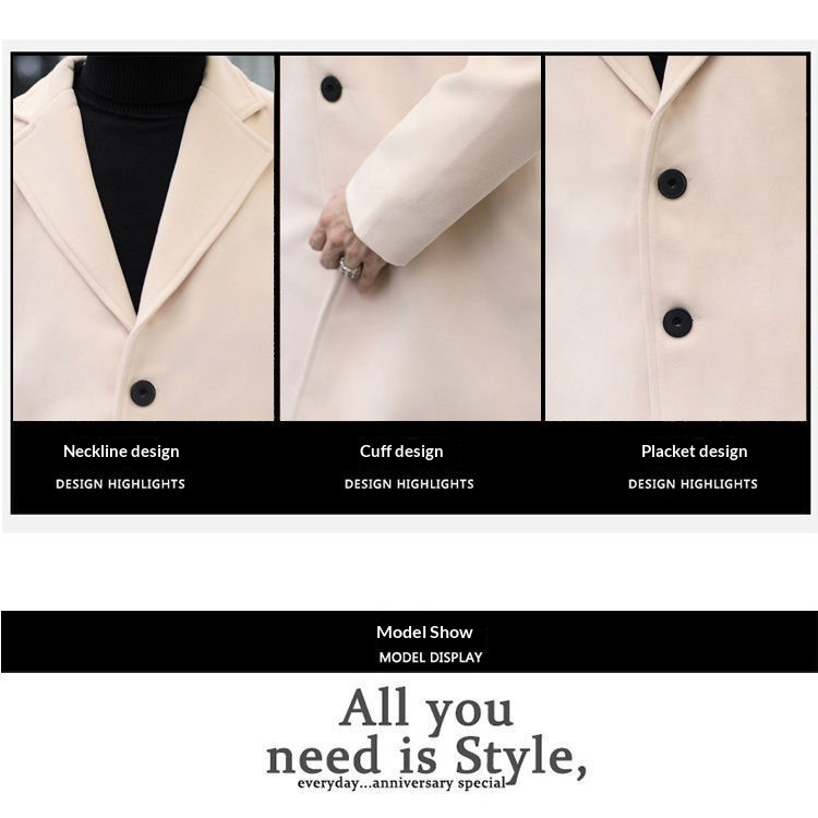 boy Boy Boy Clearance Trench Autumn Winter Overcoat Mid-Length Youth Men's Woolen Coat_voghion.com