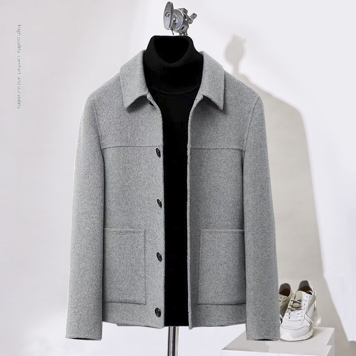 boy Boy Boy Double-Sided Wool Coat Men's Short Woolen Cashmere Jacket Korean Style Slim Fit Autumn Winter New_voghion.com