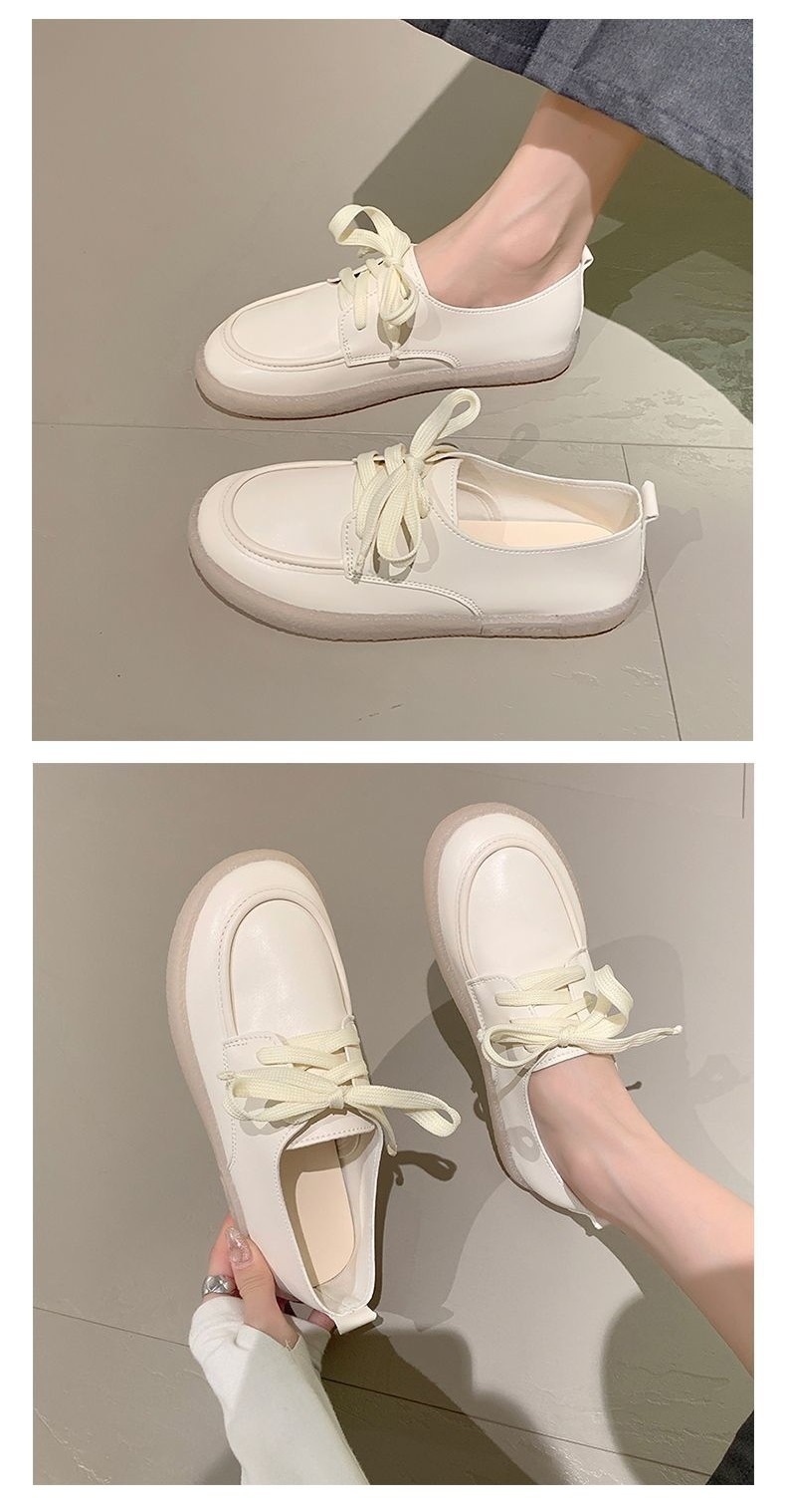 ShoeGlobe Damen-Lederschuhe mit weicher Sohle, klein, Frühjahr/Herbst 2025, flach, rutschfest, weiß, bequem, für Arbeit, Pflege, Einzelschuhe_voghion.com