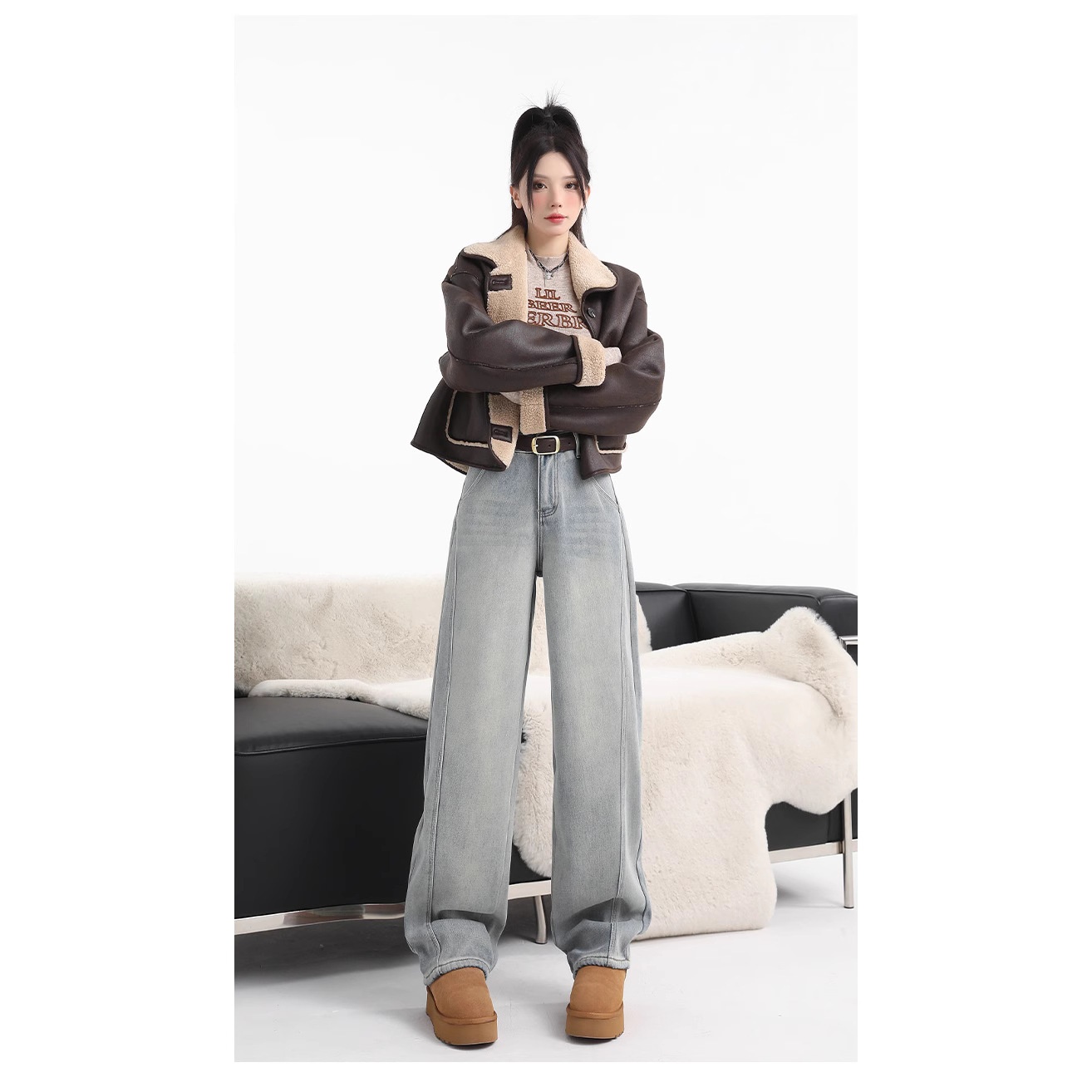 girl Hot-Selling Jeans Classic Fashion Versatile Loose Scimitar Pants Single Style_voghion.com