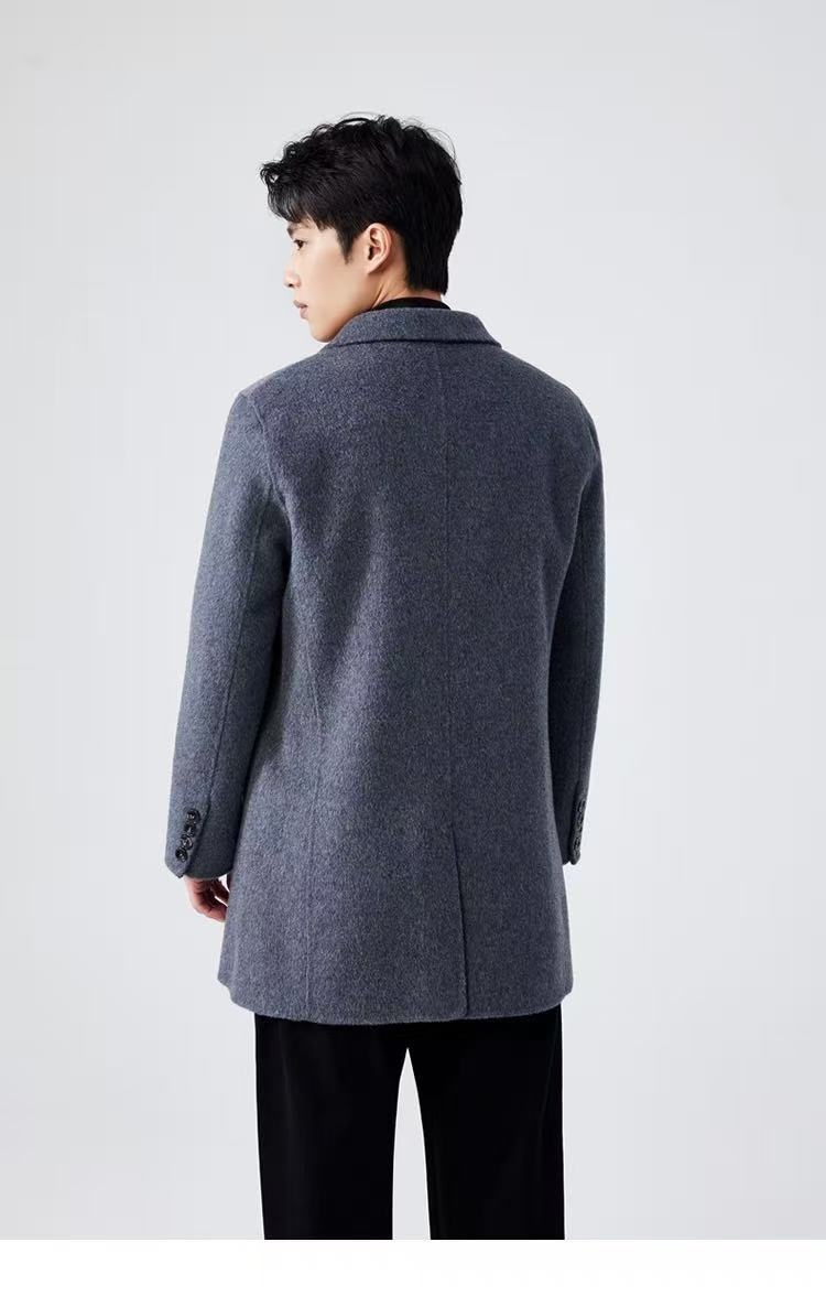 boy Boy Boy 100% Pure Double-Sided Wool Coat Men's Autumn Winter New Business Casual Mid-Length Jacket_voghion.com