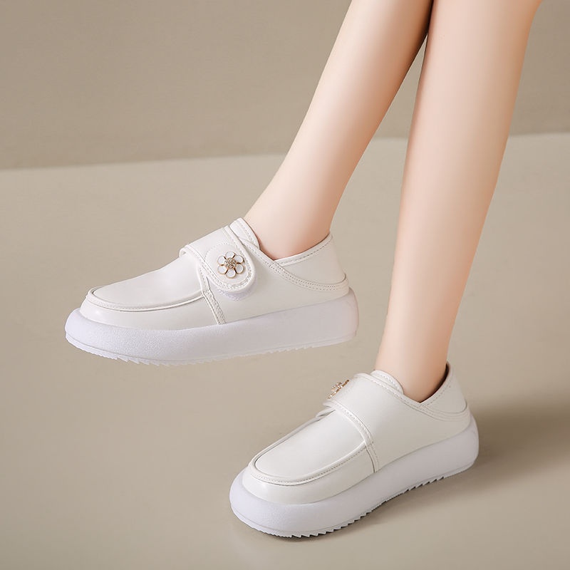 ShoeGlobe Nurse Damenschuhe, Herbst, weich, bequem, langlebig, vielseitig, dicke Sohle, Klettverschluss, leichte Arbeitsschuhe, weiß_voghion.com