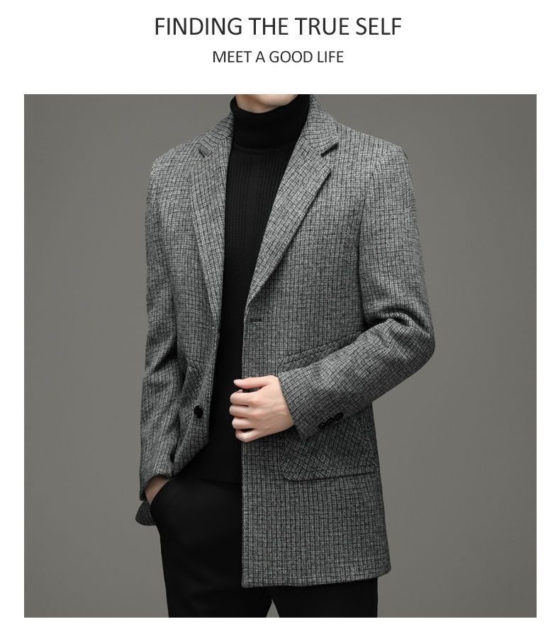 boy Boy Boy Autumn Winter Thickened Wool For Men, Dad's Warm Suit Collar Jacket, Fashionable Trendy Mid-Length Trench Coat_voghion.com