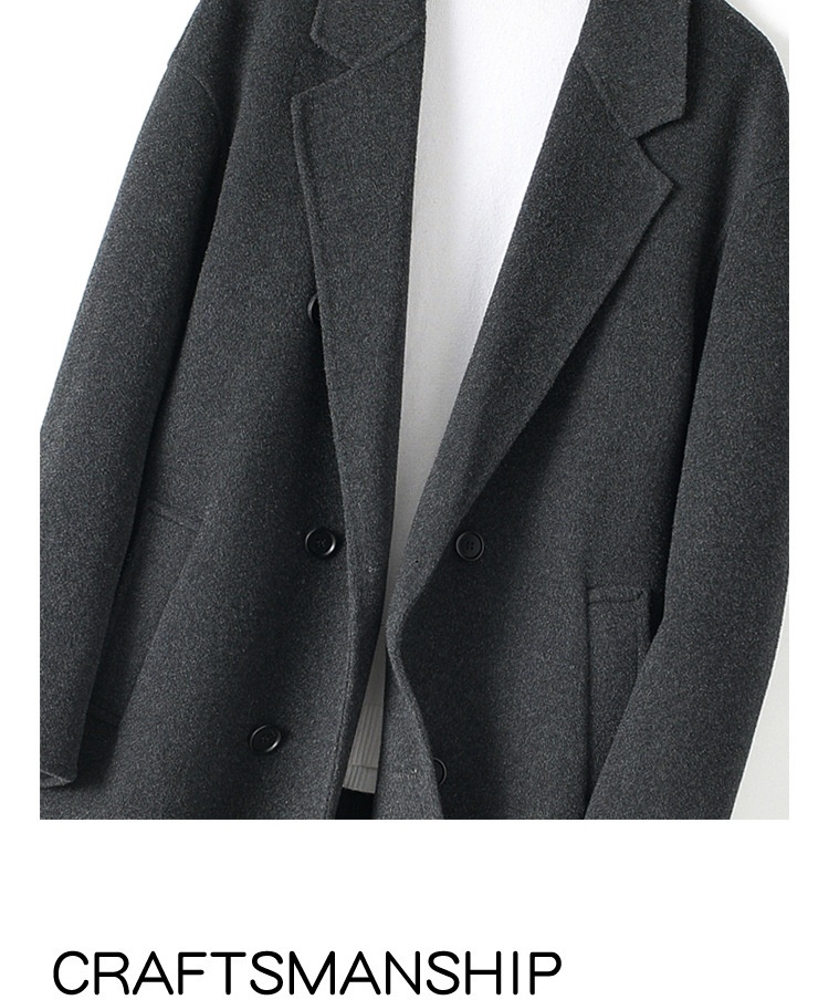 boy Boy Boy Autumn Winter Double-Sided Sheep Wool Men Long Over-the-Knee Double-Breasted Loose Korean Style Woolen Trench Coat_voghion.com