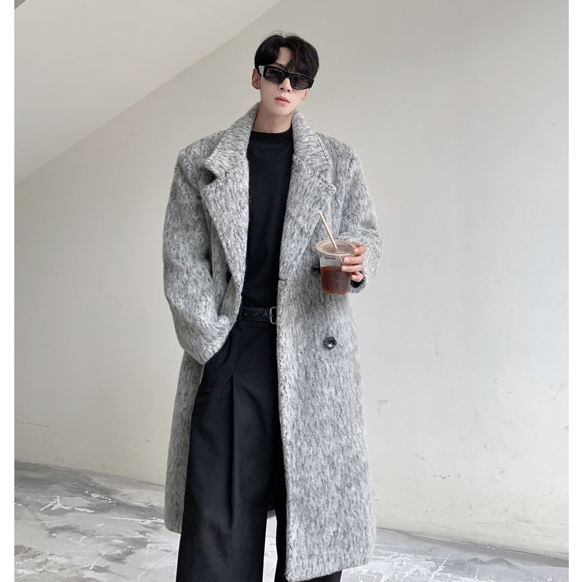 boy Boy Boy Cleanfit Mohair Wool For Men, Autumn And Winter Thickened Korean Style High-End Chic Mid-Length Trench Coat_voghion.com