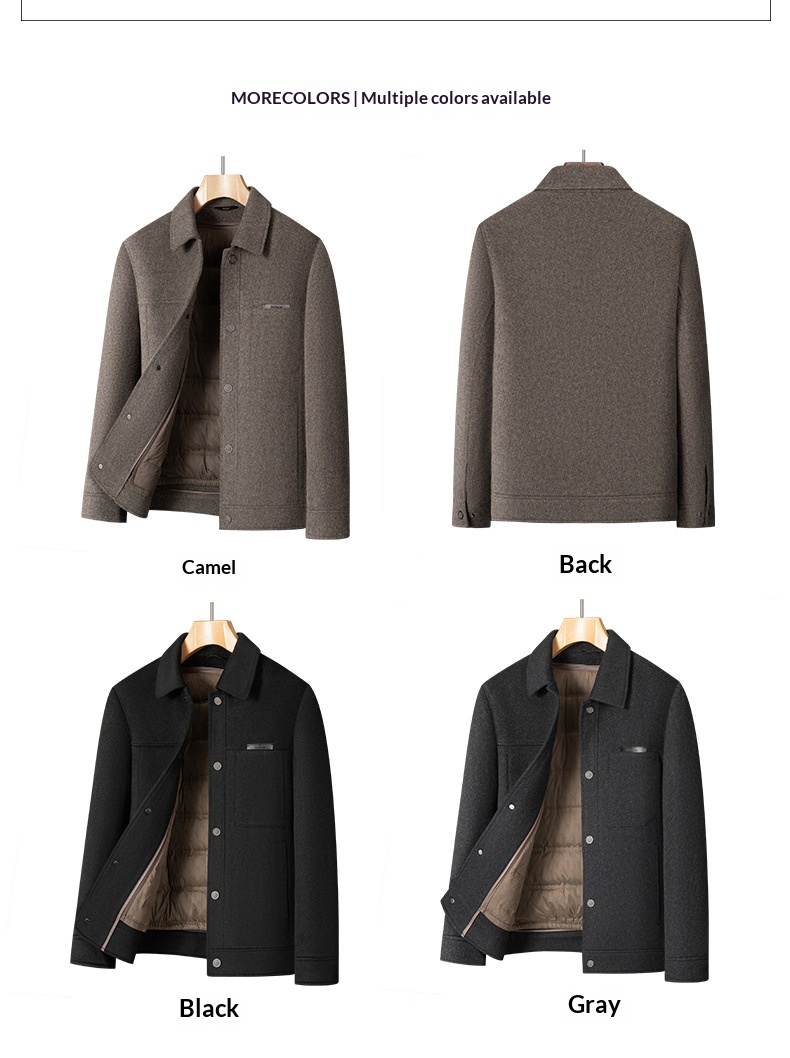 Manteau Boy Boy 100% laine double face Automne-Hiver 2025, nouveau manteau épais en duvet pour homme, vêtement de travail décontracté_voghion.com