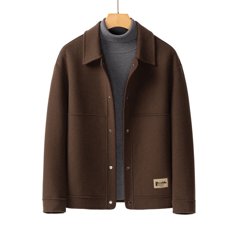 boy Boy Boy Cross-Border Winter Coat Men's Double-Sided Cashmere-Free Short Lapel Casual Woolen Jacket_voghion.com