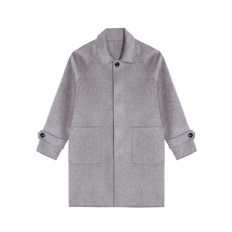 boy Boy Boy Autumn Winter New Pure Men's Loose Double-Sided Woolen Trench Coat Mid-Length Wool Korean Style Casual_voghion.com
