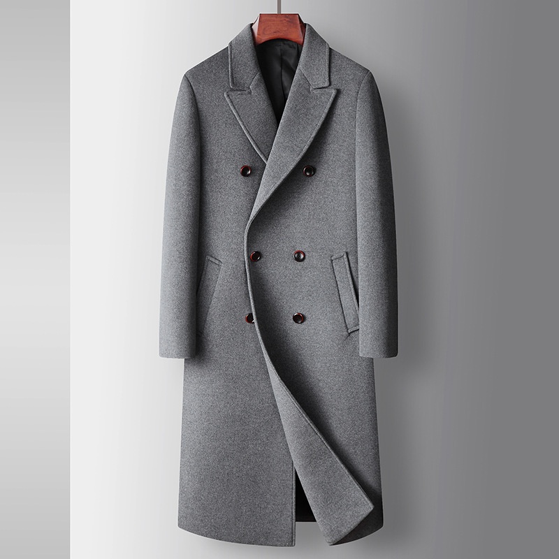 boy Boy Boy Men's Autumn Winter Long Over-the-Knee Double-Breasted Wool Trench Coat For Young And Middle-Aged Business Casual Warm_voghion.com