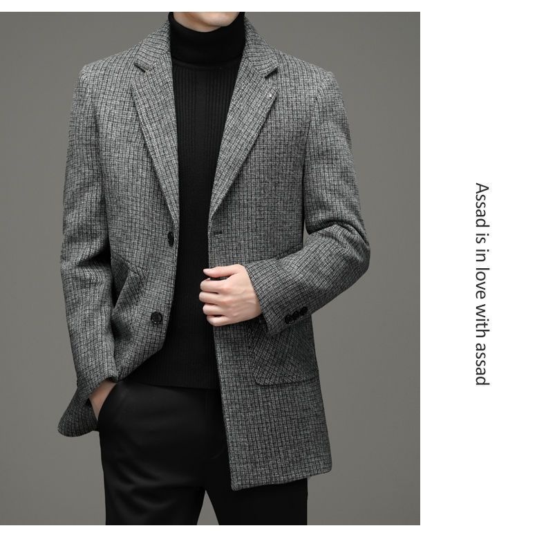 boy Boy Boy Autumn Winter Thickened Wool For Men, Dad's Warm Suit Collar Jacket, Fashionable Trendy Mid-Length Trench Coat_voghion.com