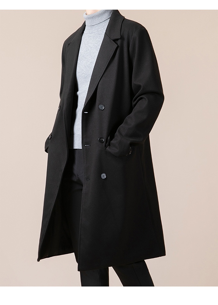 boy Boy Boy Thickened Overcoat Men's Winter Style Mid-Length Korean Version Double-Breasted Woolen Trench Coat_voghion.com