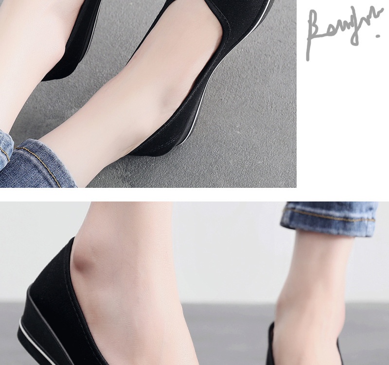 ShoeGlobe Nurse Shoes For Women, Wedge Soft Sole Non-Slip White Hospital Work Single Dance Black Cloth Shoes, Shallow Mouth_voghion.com