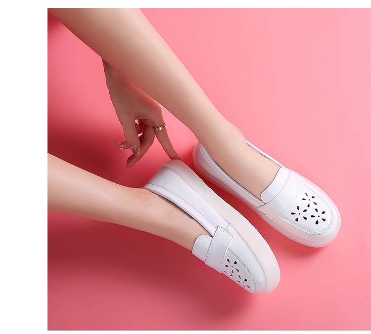 ShoeGlobe Nurse Echtleder, weiche Sohle, atmungsaktiv, ermüdungsfrei, flach, rutschfest, geruchshemmend, weiß, für den medizinischen Bereich_voghion.com