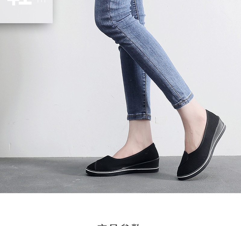 ShoeGlobe Nurse Shoes For Women, Wedge Soft Sole Non-Slip White Hospital Work Single Dance Black Cloth Shoes, Shallow Mouth_voghion.com