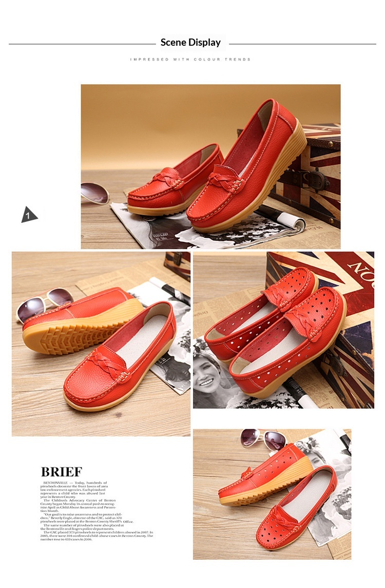 ShoeGlobe Cross-Border Spring Autumn New Cowhide Middle-Aged And Elderly Mom Women's Single Loafers Soft Sole Wedge Nurse Shoes_voghion.com
