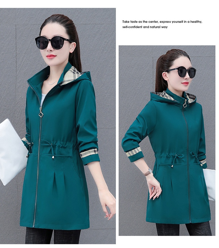 Damenbekleidung Damenbekleidung Damenbekleidung Mittellanger Trenchcoat mit abnehmbarer Kapuze für Damen, Frühling_voghion.com
