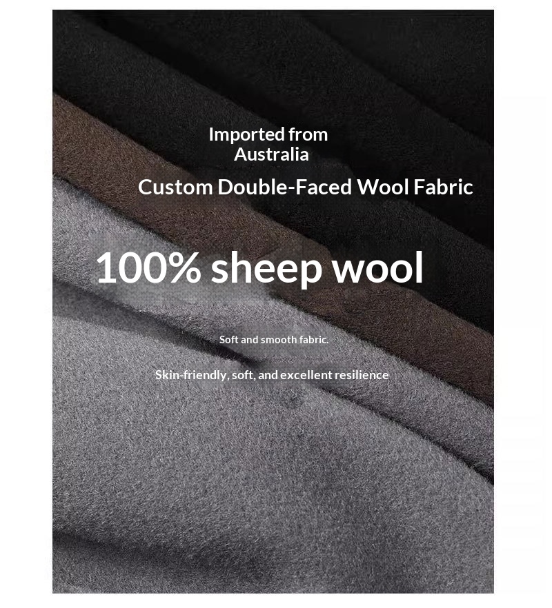 Costume homme en pure laine double face, manteau épais tendance et décontracté, idéal pour l'automne et l'hiver._voghion.com