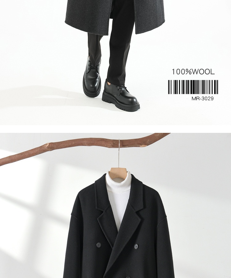 boy Boy Boy Autumn Winter Double-Sided Sheep Wool Men Long Over-the-Knee Double-Breasted Loose Korean Style Woolen Trench Coat_voghion.com
