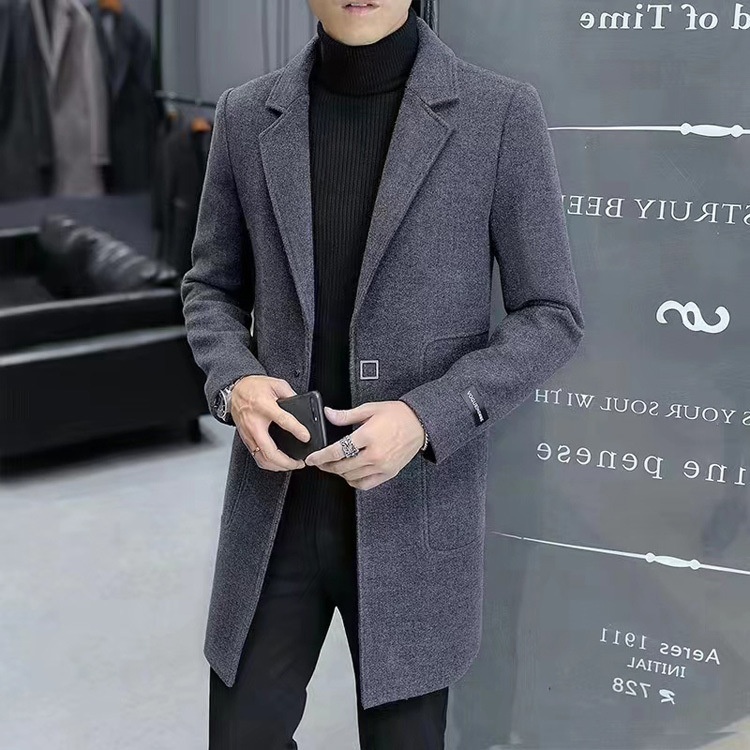 boy Boy Boy Clearance Trench Autumn Winter Overcoat Mid-Length Youth Men's Woolen Coat_voghion.com