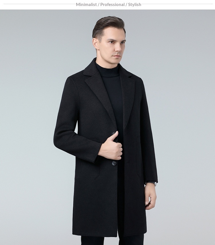 boy Boy Boy Autumn Winter Double-Sided Wool Mid-Length Solid Color Single-Breasted Jacket Trench Coat Men's Woolen Clothing_voghion.com