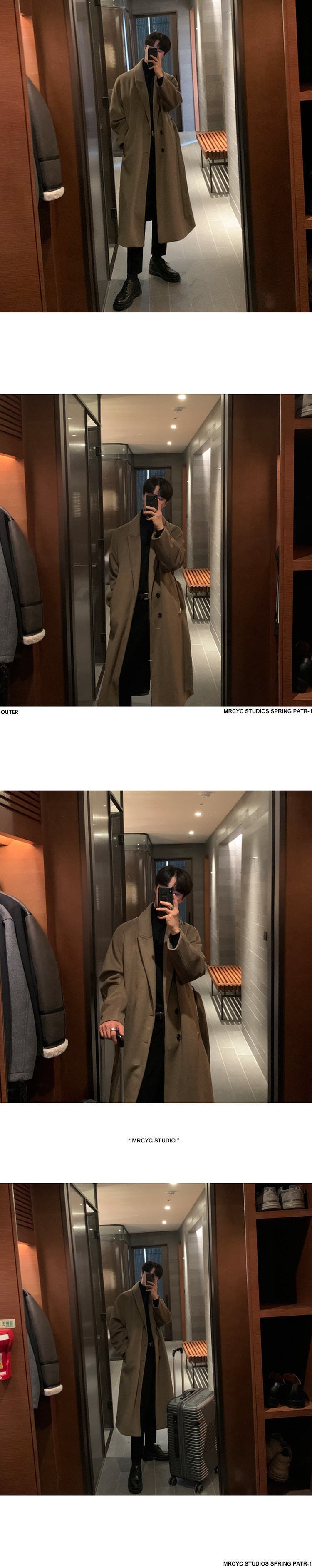 boy Boy Boy Winter Wool Korean Version Fashion Turn-Down Collar Thickened Woolen Jacket Men's Mid-Length Trench Coat_voghion.com