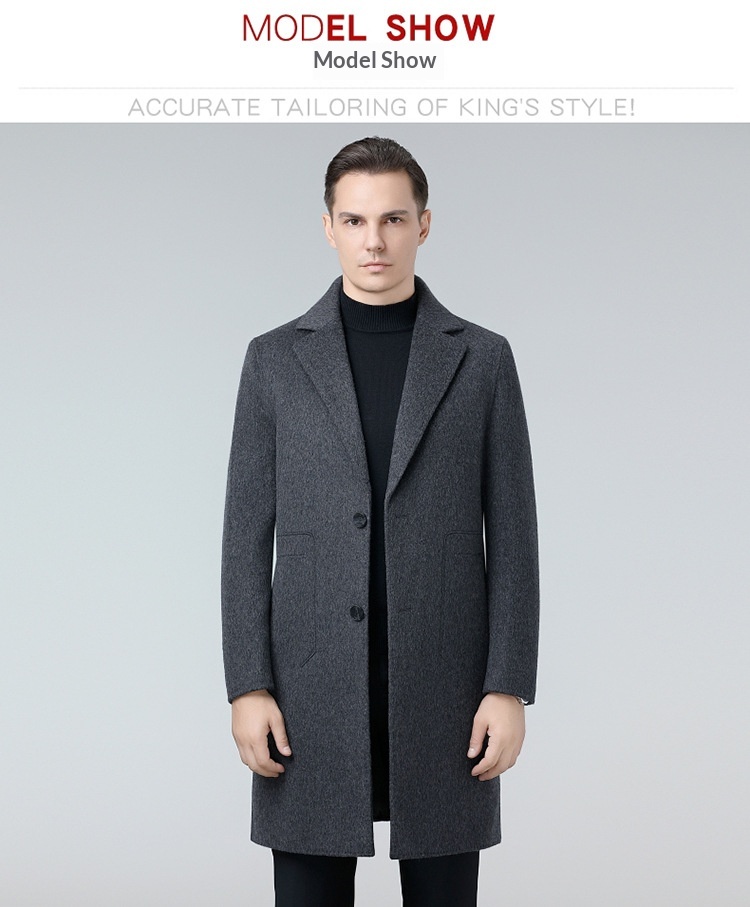 boy Boy Boy Autumn Winter Double-Sided Wool Mid-Length Solid Color Single-Breasted Jacket Trench Coat Men's Woolen Clothing_voghion.com