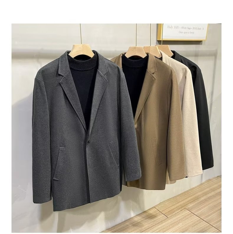 Herren-Herbst-Winter-Dicker Wollmantel, lässiger High-End-Anzug, Blazer, koreanischer Stil_voghion.com