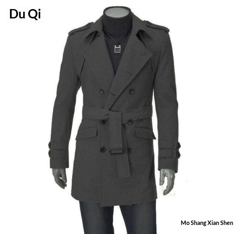 boy Boy Boy Foreign Trade New Autumn Winter Men's Korean Style Fashionable Trench With Epaulet Mid-Length Double-Breasted Wool Coat_voghion.com
