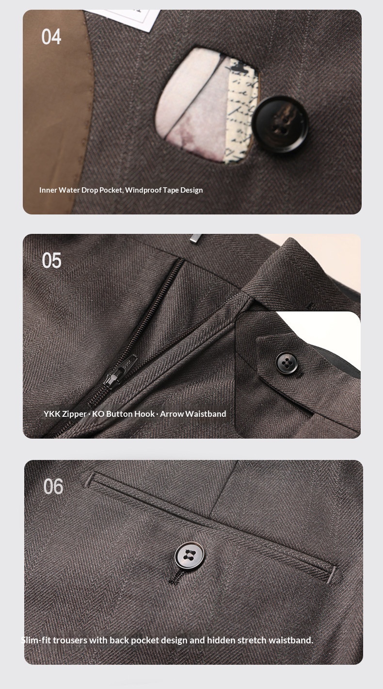 BOY BOY Double-Breasted Men's Performance Host Groom Wedding Tailored Suit Vest Three-Piece Set_voghion.com